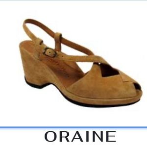 NEW L'Amour Des Pieds Collection Oraine Brown Suede Wedge Heels SZ 37,7